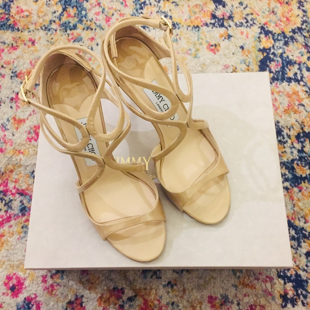 Jimmy Choo Ivette Sandals 85mm Nude Patent